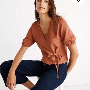 Madewell Texture & Thread Puff-Sleeve Wrap Top | Size XS